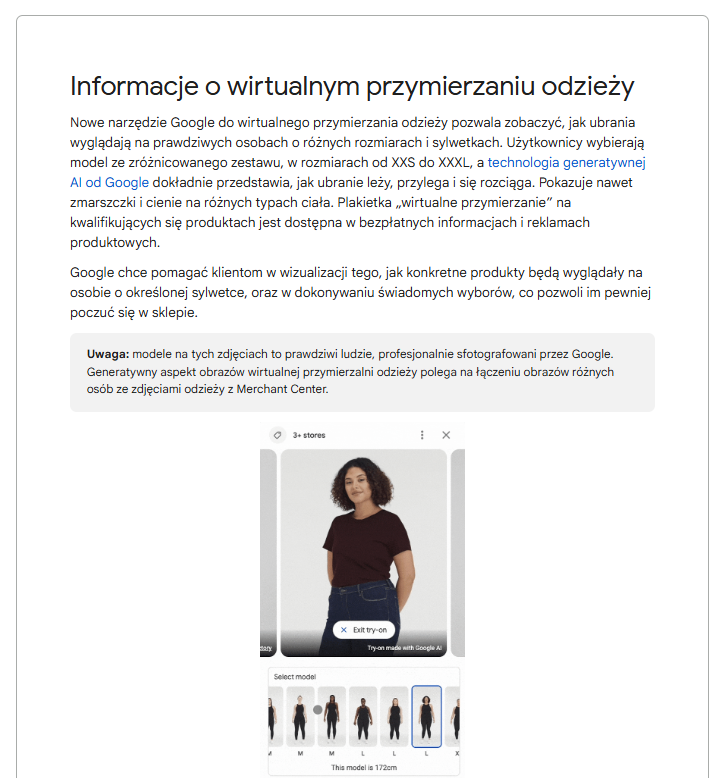 Google - wyświetlanie ubrań w formacie 3D